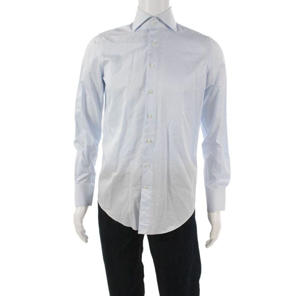 Suit Supply Mens Button Down Dress Shirt Blue Cotton Long Sleeve Size L